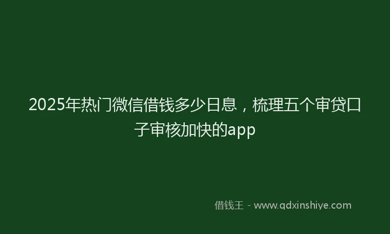 2025年热门微信借钱多少日息,梳理五个审贷口子审核加快的app