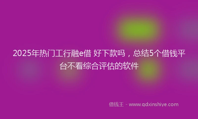2025年热门工行融e借 好下款吗，总结5个借钱平台不看综合评估的软件