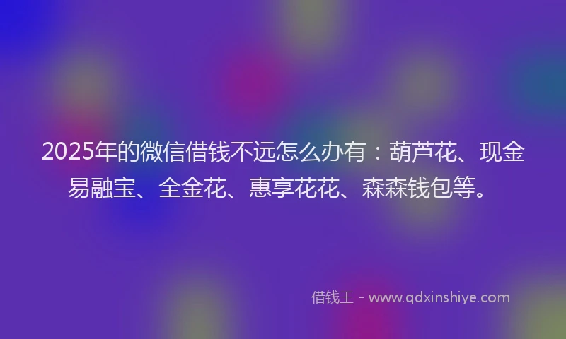 2025年的微信借钱不远怎么办有：葫芦花、现金易融宝、全金花、惠享花花、森森钱包等。