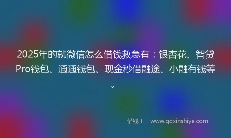 2025年的就微信怎么借钱救急有：银杏花、智贷Pro钱包、通通钱包、现金秒借融途、小融有钱等。