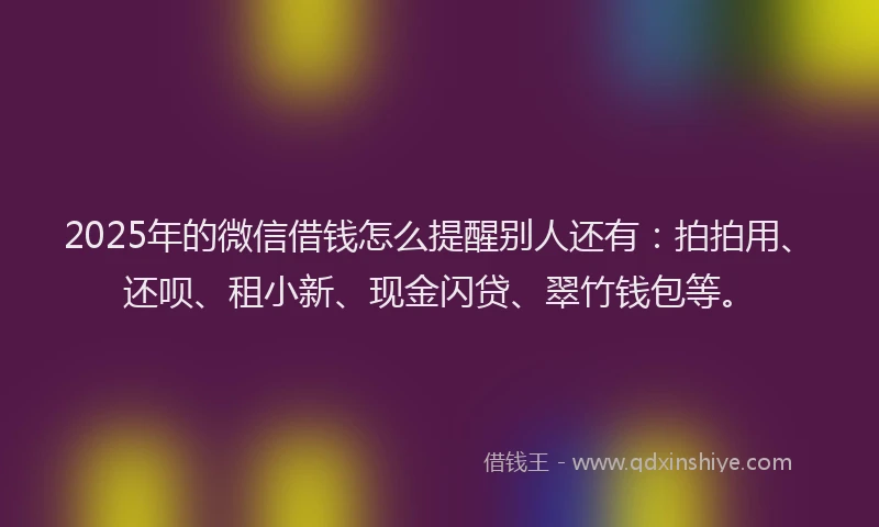 2025年的微信借钱怎么提醒别人还有：拍拍用、还呗、租小新、现金闪贷、翠竹钱包等。