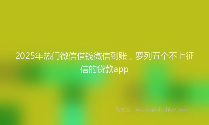 2025年热门微信借钱微信到账，罗列五个不上征信的贷款app