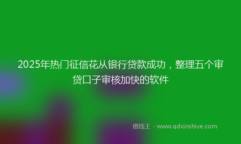 2025年热门征信花从银行贷款成功，整理五个审贷口子审核加快的软件