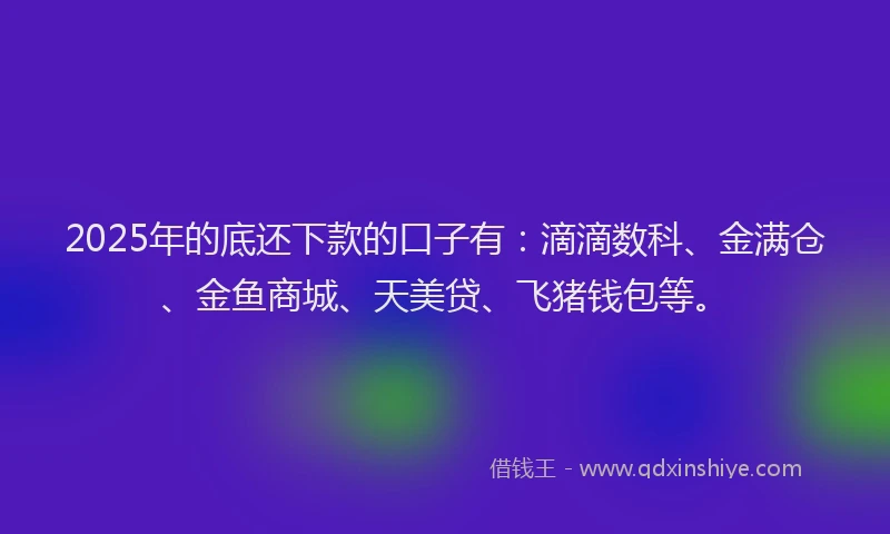 2025年的底还下款的口子有：滴滴数科、金满仓、金鱼商城、天美贷、飞猪钱包等。