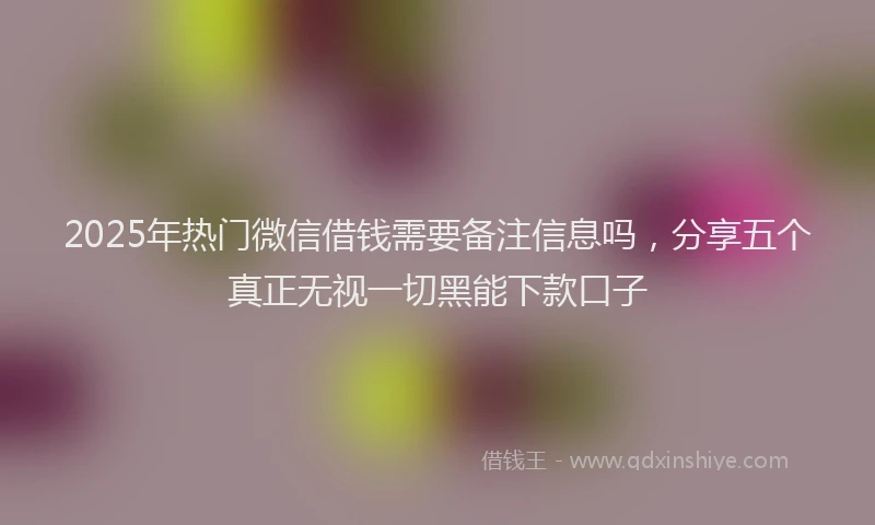 2025年热门微信借钱需要备注信息吗，分享五个真正无视一切黑能下款口子
