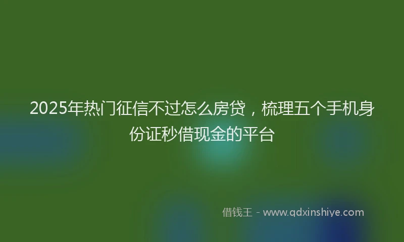 2025年热门征信不过怎么房贷，梳理五个手机身份证秒借现金的平台
