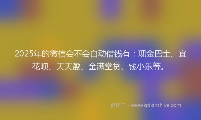 2025年的微信会不会自动借钱有：现金巴士、宜花呗、天天盈、金满堂贷、钱小乐等。