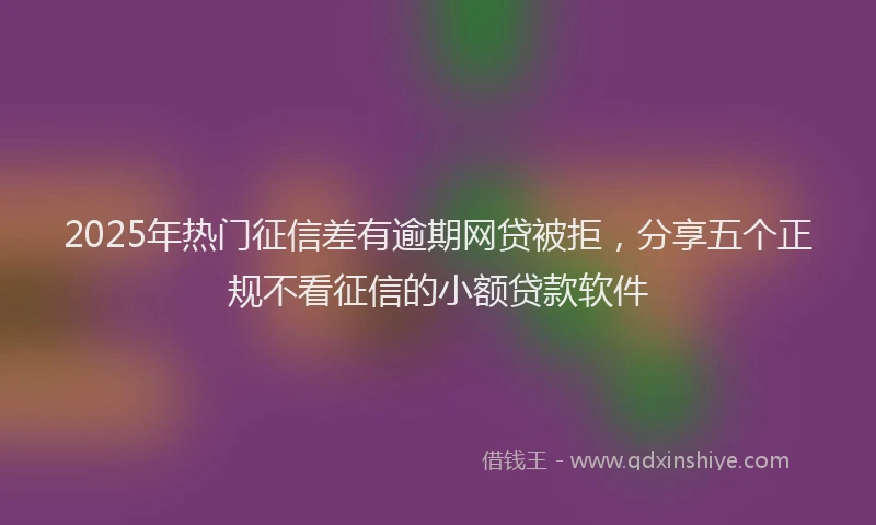 2025年热门征信差有逾期网贷被拒，分享五个正规不看征信的小额贷款软件