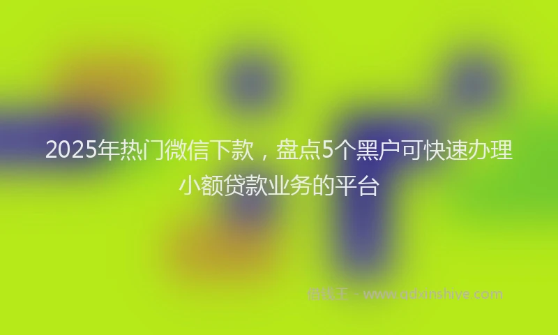 2025年热门微信下款，盘点5个黑户可快速办理小额贷款业务的平台