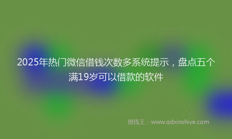 2025年热门微信借钱次数多系统提示，盘点五个满19岁可以借款的软件