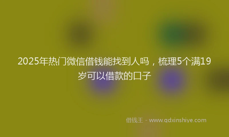 2025年热门微信借钱能找到人吗，梳理5个满19岁可以借款的口子