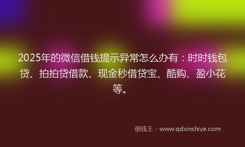2025年的微信借钱提示异常怎么办有：时时钱包贷、拍拍贷借款、现金秒借贷宝、酷购、盈小花等。