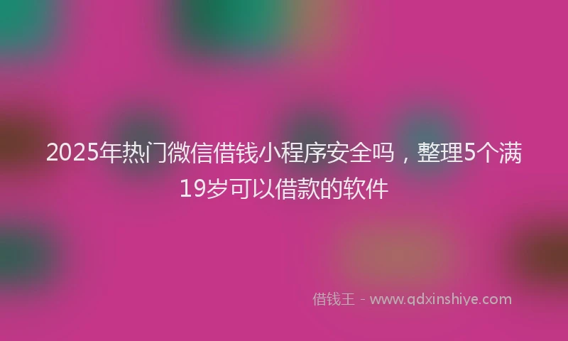 2025年热门微信借钱小程序安全吗，整理5个满19岁可以借款的软件