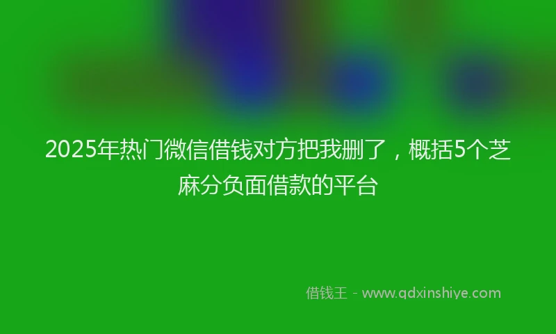 2025年热门微信借钱对方把我删了，概括5个芝麻分负面借款的平台