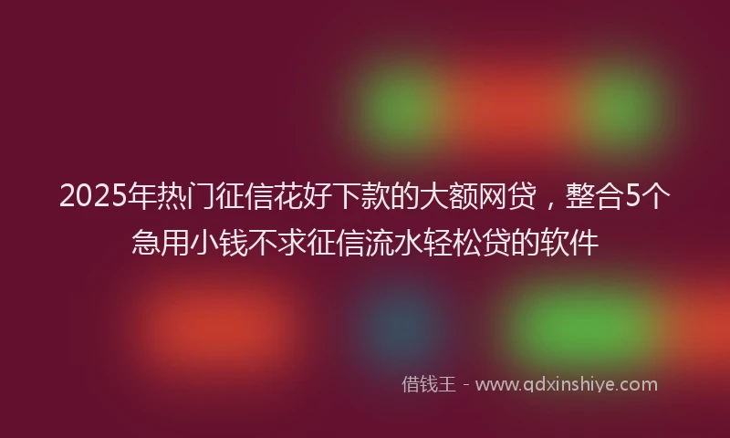 2025年热门征信花好下款的大额网贷，整合5个急用小钱不求征信流水轻松贷的软件