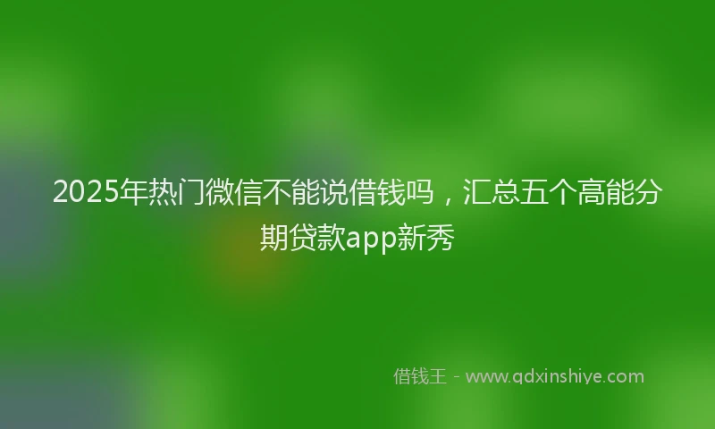 2025年热门微信不能说借钱吗,汇总五个高能分期贷款app新秀
