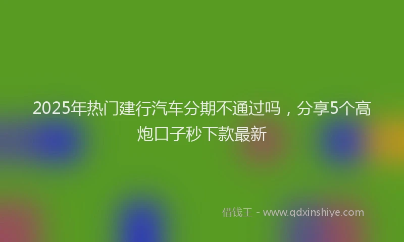 2025年热门建行汽车分期不通过吗，分享5个高炮口子秒下款最新