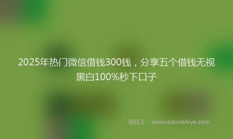 2025年热门微信借钱300钱,分享五个借钱无视黑白100%秒下口子