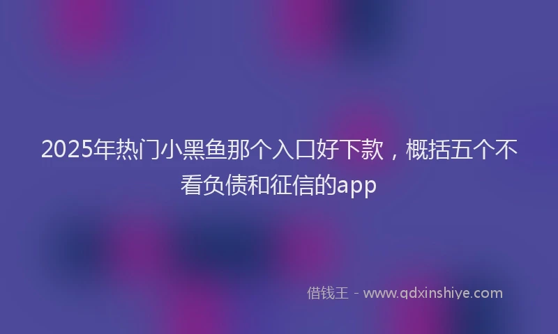 2025年热门小黑鱼那个入口好下款，概括五个不看负债和征信的app