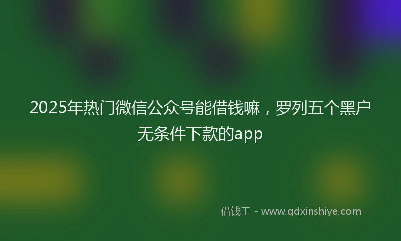 2025年热门微信公众号能借钱嘛，罗列五个黑户无条件下款的app
