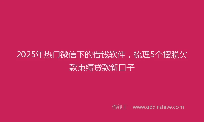 2025年热门微信下的借钱软件,梳理5个摆脱欠款束缚贷款新口子