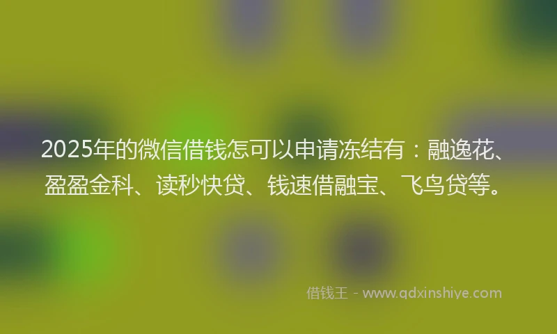 2025年的微信借钱怎可以申请冻结有:融逸花、盈盈金科、读秒快贷、钱速借融宝、飞鸟贷等。