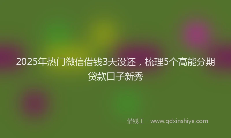 2025年热门微信借钱3天没还，梳理5个高能分期贷款口子新秀