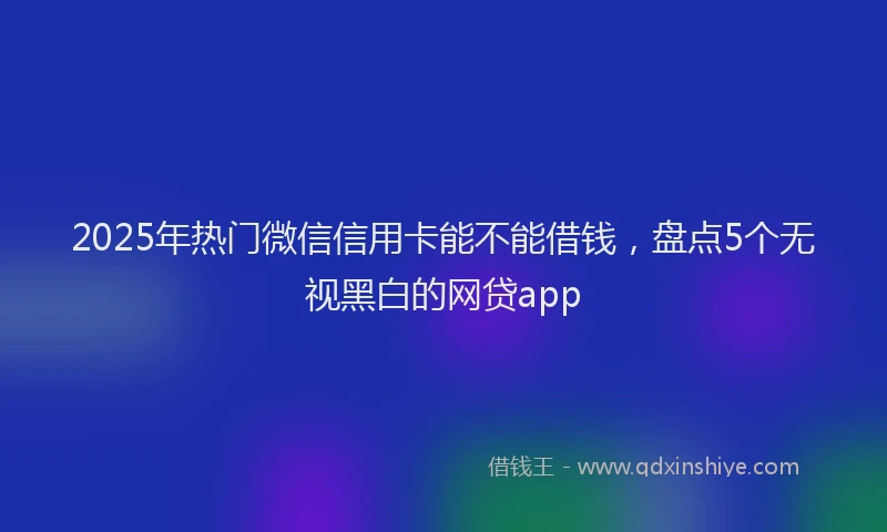 2025年热门微信信用卡能不能借钱，盘点5个无视黑白的网贷app