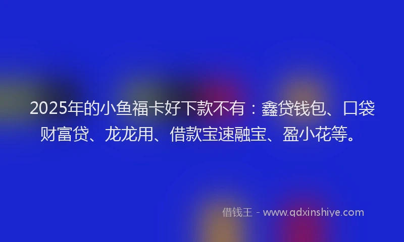 2025年的小鱼福卡好下款不有：鑫贷钱包、口袋财富贷、龙龙用、借款宝速融宝、盈小花等。