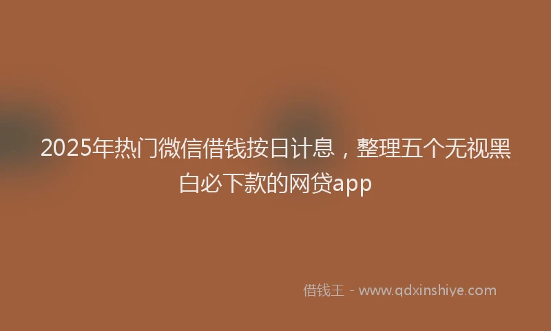 2025年热门微信借钱按日计息，整理五个无视黑白必下款的网贷app
