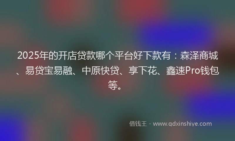 2025年的开店贷款哪个平台好下款有：森泽商城、易贷宝易融、中原快贷、享下花、鑫速Pro钱包等。