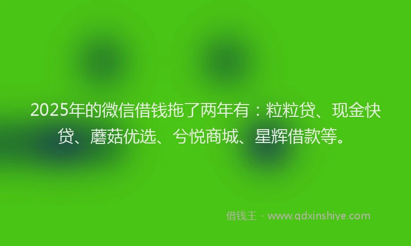 2025年的微信借钱拖了两年有：粒粒贷、现金快贷、蘑菇优选、兮悦商城、星辉借款等。