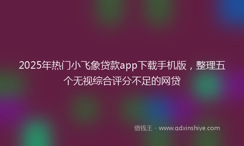 2025年热门小飞象贷款app下载手机版，整理五个无视综合评分不足的网贷