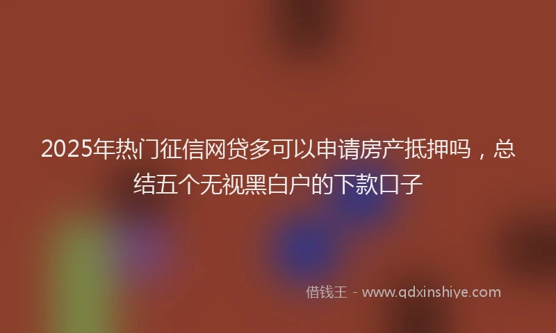 2025年热门征信网贷多可以申请房产抵押吗，总结五个无视黑白户的下款口子