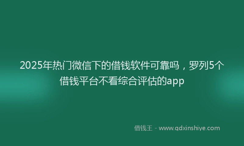 2025年热门微信下的借钱软件可靠吗，罗列5个借钱平台不看综合评估的app