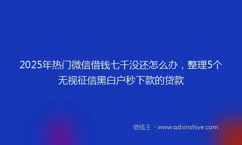 2025年热门微信借钱七千没还怎么办，整理5个无视征信黑白户秒下款的贷款