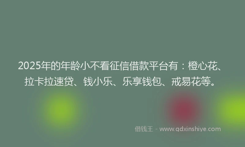 2025年的年龄小不看征信借款平台有:橙心花、拉卡拉速贷、钱小乐、乐享钱包、戒易花等。