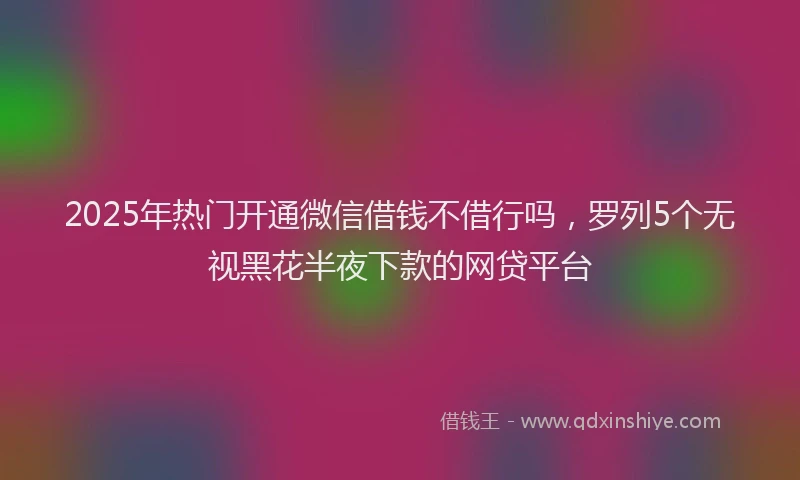 2025年热门开通微信借钱不借行吗，罗列5个无视黑花半夜下款的网贷平台
