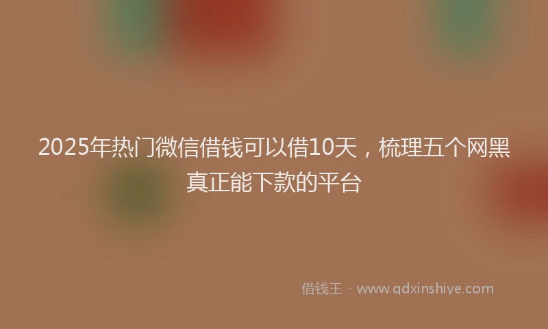 2025年热门微信借钱可以借10天，梳理五个网黑真正能下款的平台