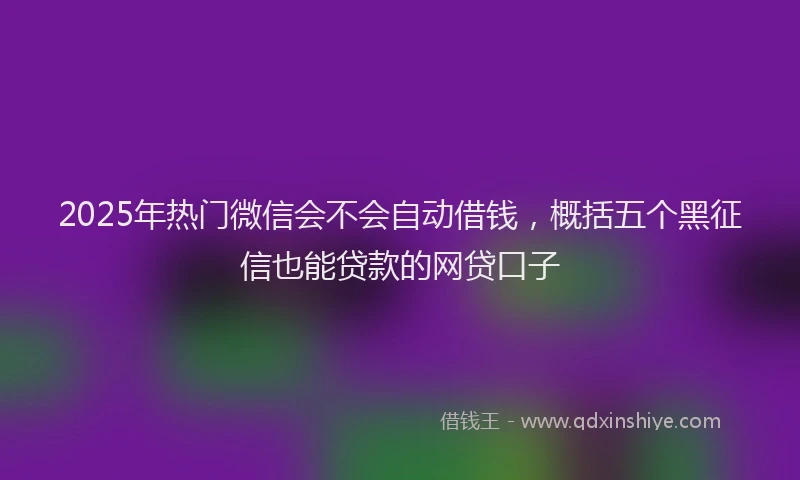 2025年热门微信会不会自动借钱，概括五个黑征信也能贷款的网贷口子