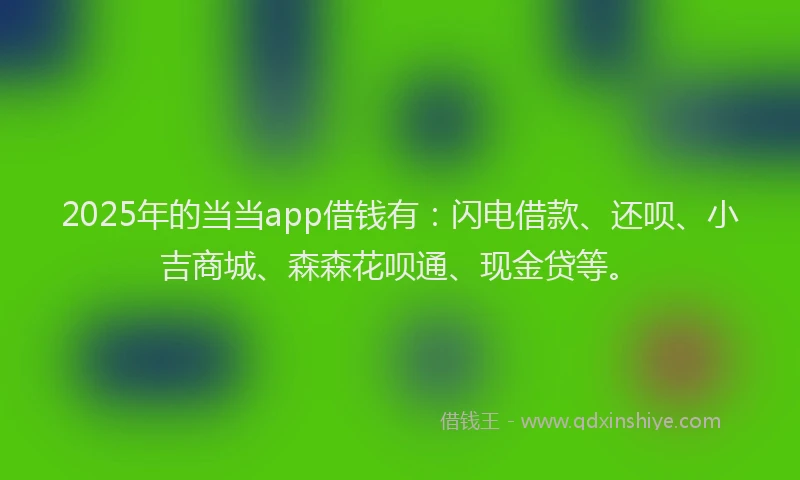 2025年的当当app借钱有：闪电借款、还呗、小吉商城、森森花呗通、现金贷等。