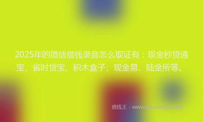 2025年的微信借钱录音怎么取证有：现金秒贷通宝、省时贷宝、积木盒子、现金易、陆金所等。