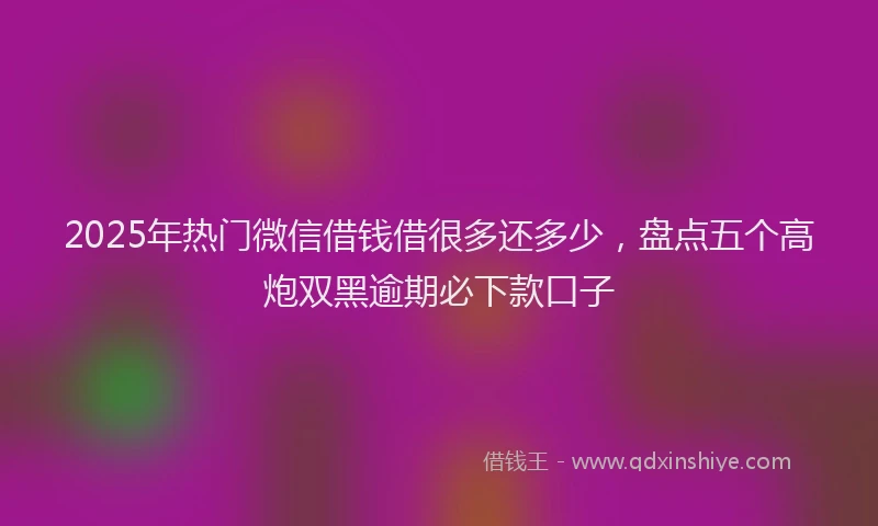 2025年热门微信借钱借很多还多少，盘点五个高炮双黑逾期必下款口子