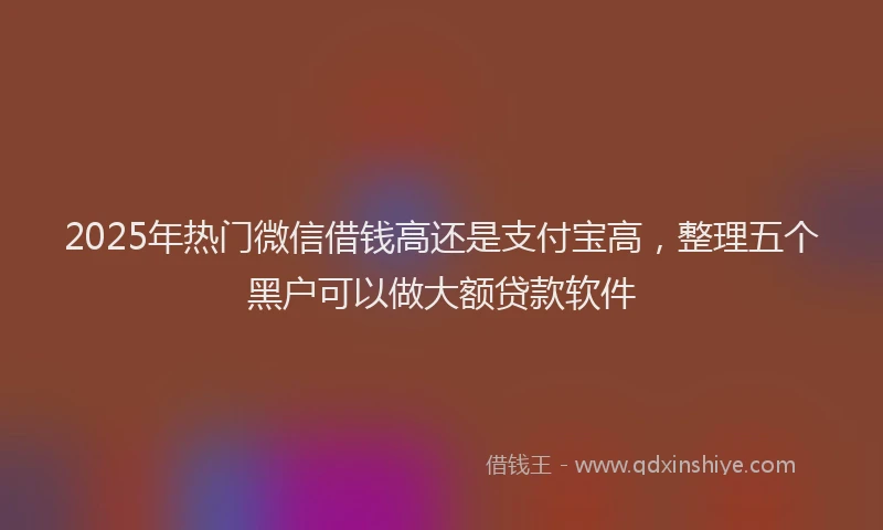 2025年热门微信借钱高还是支付宝高，整理五个黑户可以做大额贷款软件