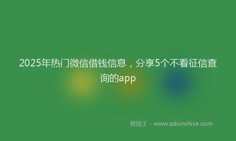 2025年热门微信借钱信息，分享5个不看征信查询的app