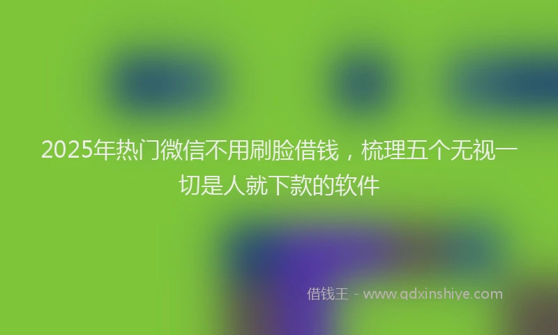 2025年热门微信不用刷脸借钱，梳理五个无视一切是人就下款的软件