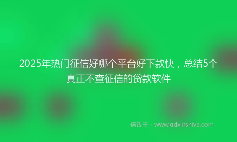 2025年热门征信好哪个平台好下款快，总结5个真正不查征信的贷款软件