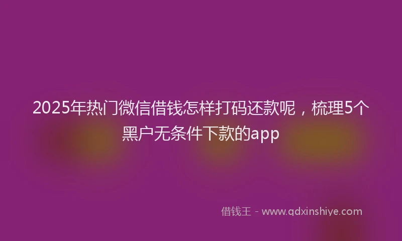 2025年热门微信借钱怎样打码还款呢，梳理5个黑户无条件下款的app