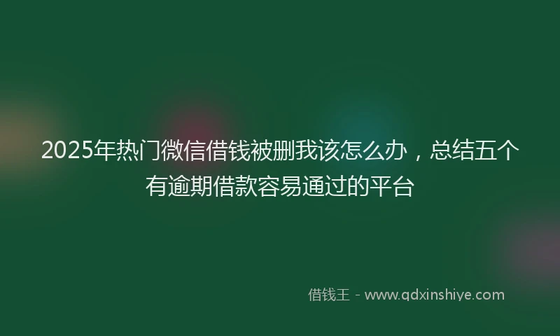 2025年热门微信借钱被删我该怎么办，总结五个有逾期借款容易通过的平台