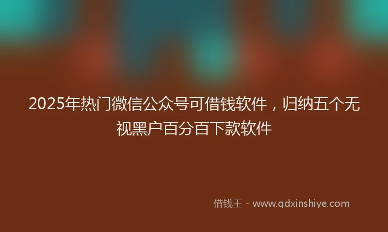 2025年热门微信公众号可借钱软件，归纳五个无视黑户百分百下款软件